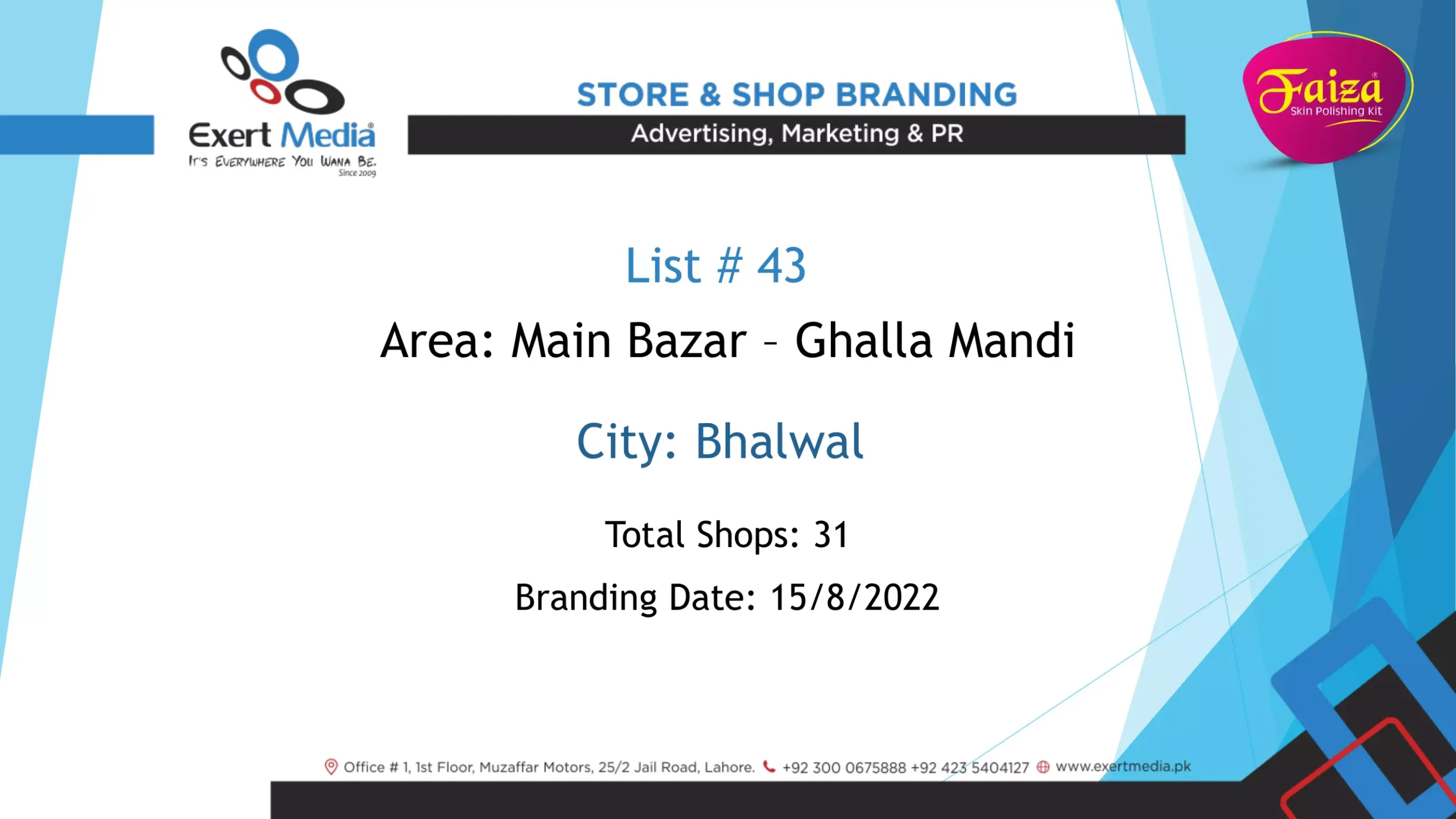 Faiza Beauty Cream Store & Shop Branding - Main Bazar - Ghalla Mandi, Bhalwal-01